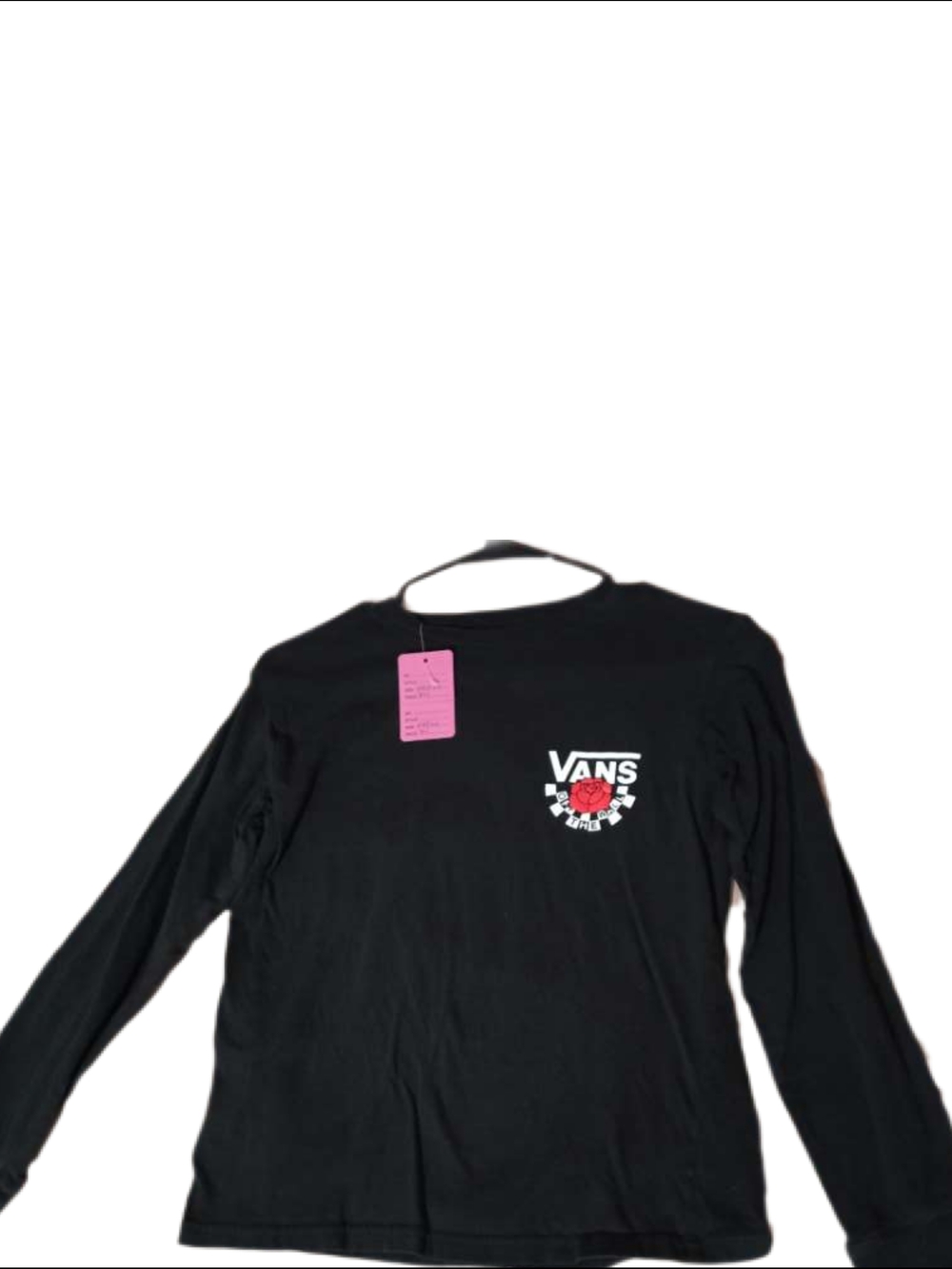 Vans Black Long Sleeve Tee with Rose Logo